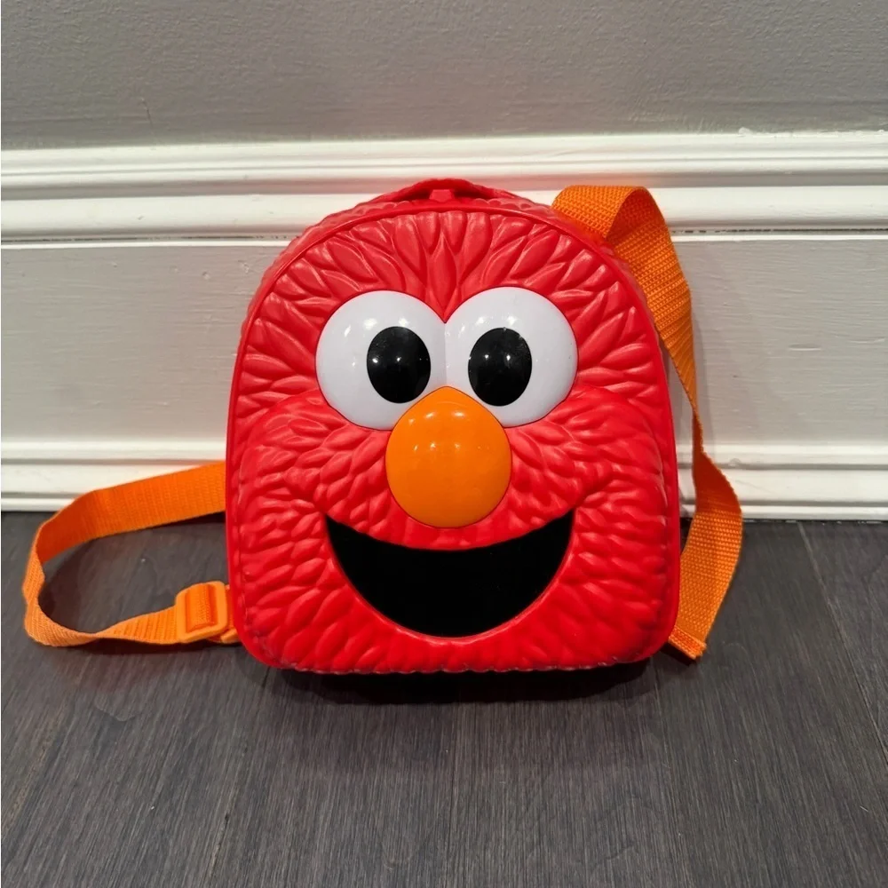 Sesame Street Elmo Red and Orange Hard Plastic Just Play Backpack Toddler Baby